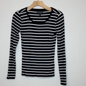 J. CREW Classic Black and White Striped Long Sleeve Tee